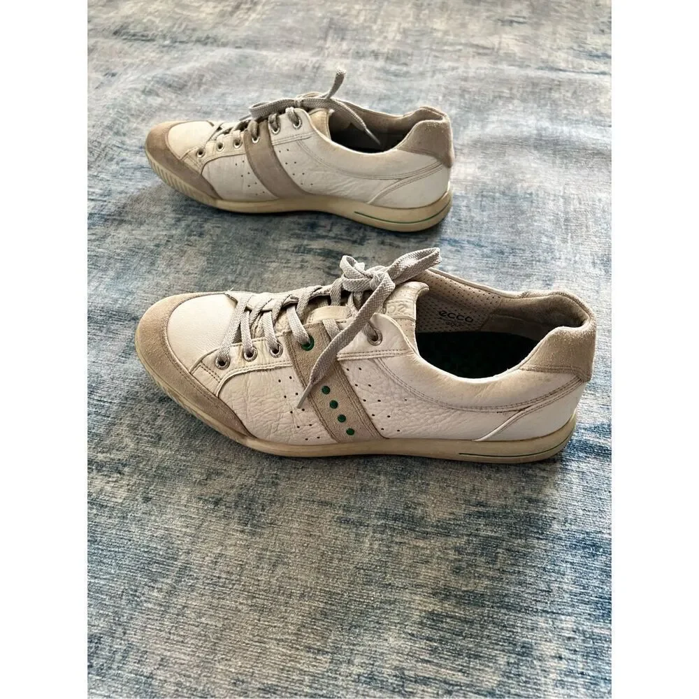 Ecco White Beige Green Street Premiere Golf Shoes Men's US 10